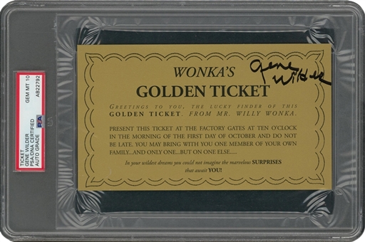 Gene Wilder Signed Willy Wonka Golden Ticket (PSA/DNA GEM MT 10)	